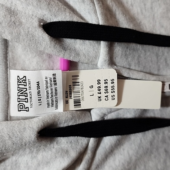 NWT- VS PINK Gray Rainbow Logo Zip-Up Hoodie Size Large - Picture 4 of 4